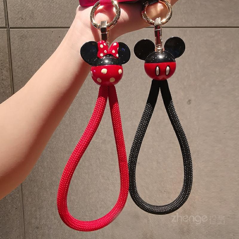 Mobilaccessoarer |   Mobiltelefon Hängsmycke Handledsband Tjockt Vävt Hållbart Sött Mickey Och Minnie Hänge Kort Handledsrem För Att Förhindra Att Telefonen Tappas, Mobilskal Dekoration Kedja Snodd Nyckelring Handtag För Att Förhindra Att Den Faller För Både Män Och Kvinnor. Mobilaccessoarer Mobilaccessoarer