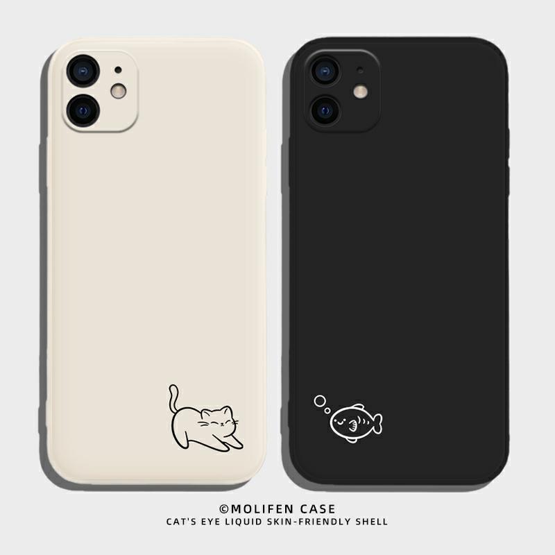 Mobilskal |   Passar För Iphone 13 Mobilskal, Iphone 14 Pro Max Par, Enkel Design För Iphone 15, Helomfattande För Iphone 12 Mini, Unisex 8 Plus, Kreativ Max Kattfisk, Ny Modell För Iphone 11, Stöttåligt 7P, Mjukt Skal För Xs Och X, Parset. Mobilskal Mobilskal